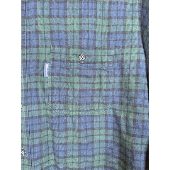 Vintage Woolrich Men's XXL Green Blue Tartan Plaid Long Sleeve Button Down Shirt - Picture 3 of 6